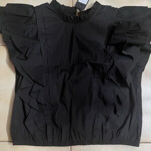 NWT Elegant Black Ruffled Women's Top